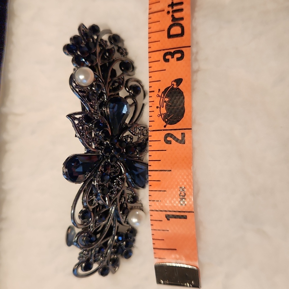 NEW Blue Rhinestone Barrette - Picture 7 of 7